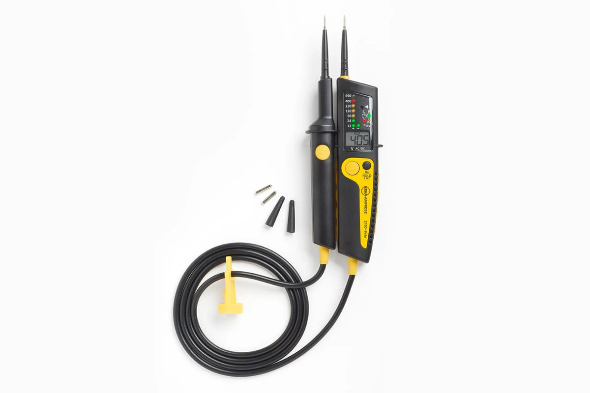 Spændingsviser 12-690V m/LED dioder + LCD display CATIV 600V /CATIII 1000V m/LED og LCD display