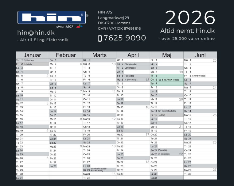 HIN Calendar 2025