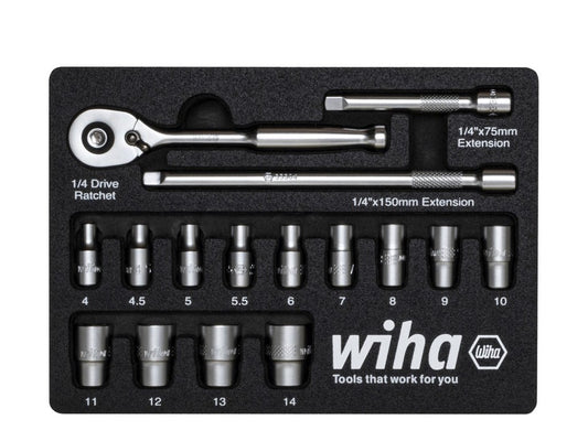Socket wrench set 1/4 17 pieces