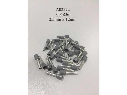 Terminalrør ISO, grå 2,5mm -L12mm