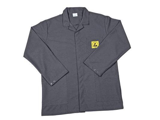 ESD smock, light grey, 10% carbon, X-small