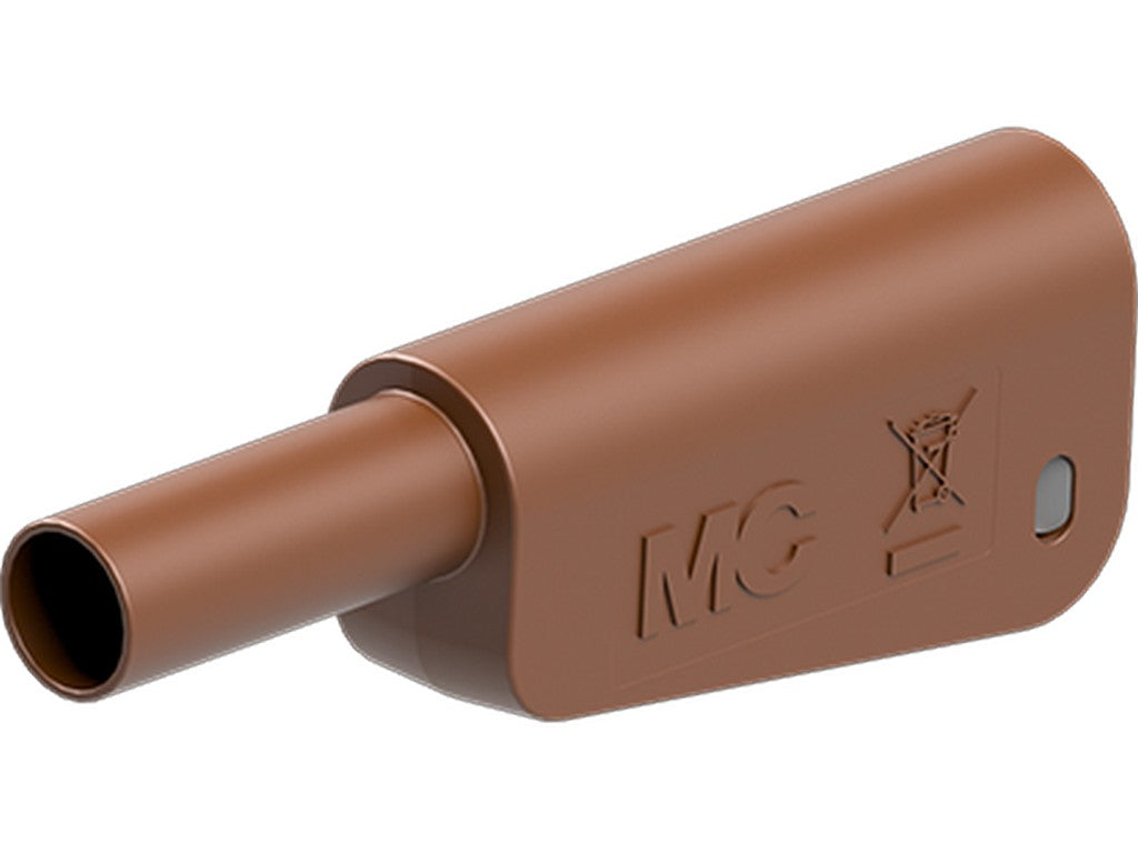 Banana plug Ø4mm SLQ-4N-46 brown 1000V CATII/600V CATIII 32A f/2.5mm2 wire for soldering