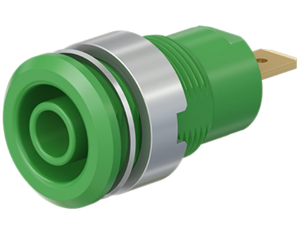Socket SLB4-F gold-plated green CAT III 1000V 24A w/flat connector 4.8x0.8