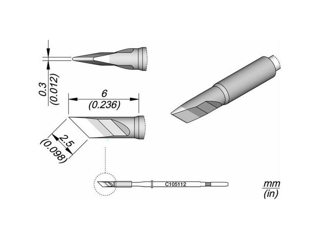 Knivformet loddespiss, 2,5 x 0,3 mm, C105112