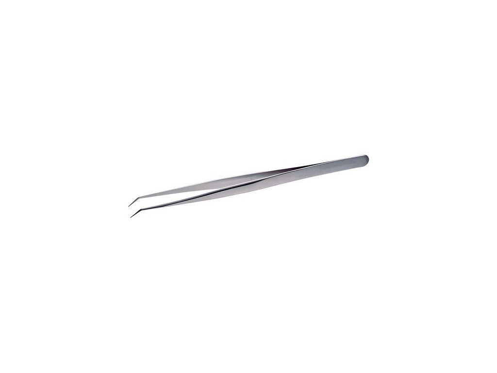 Lindström tweezers antimagnetic stainless steel high precision with long and fine bent tips 14