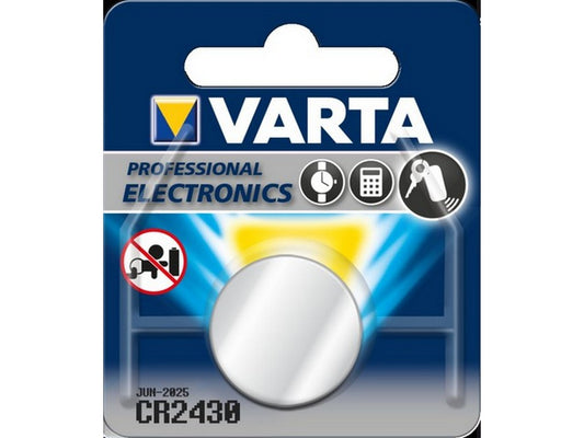 Varta batteri CR2430 lithium 3V; 280mAh; Ø24,5x3mm