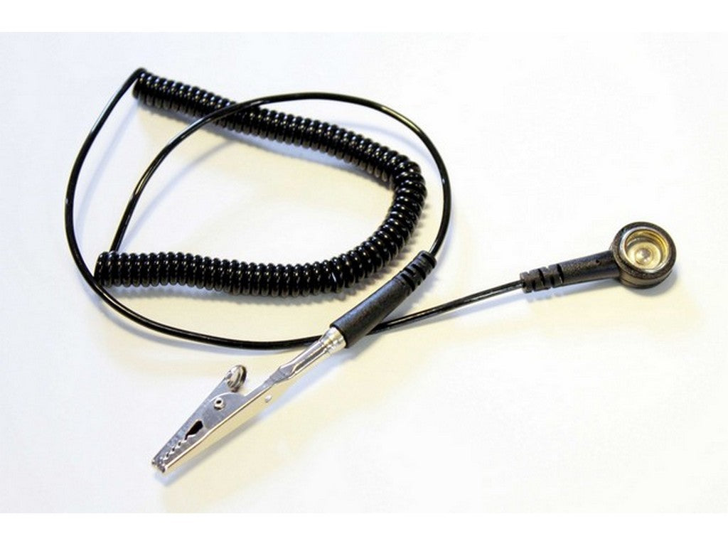 Spiral cable 2 mtr. Standard 4mm banana and 10mm female push button and crocodile clip