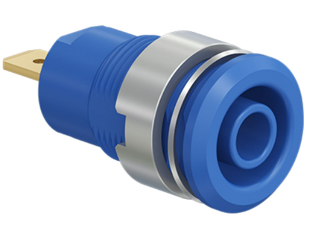 Socket SLB4-F gold-plated blue CAT III 1000V 24A w/flat connector 4.8x0.8