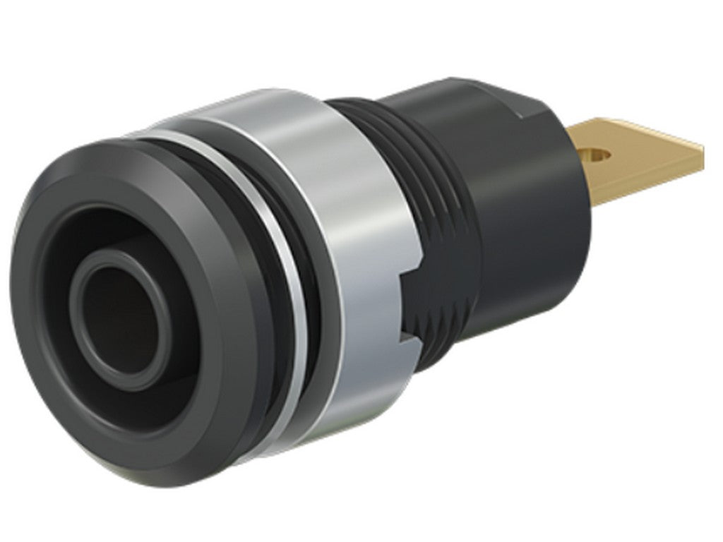 Socket SLB4-F6.3 gold-plated black CAT III 1000V 32A