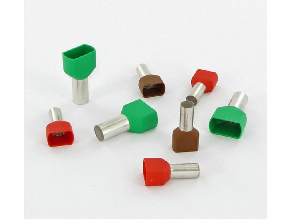 Terminalrør isolert. dobbelt. Oransje 2x0,5mm-L8mm pose m/500 stk.