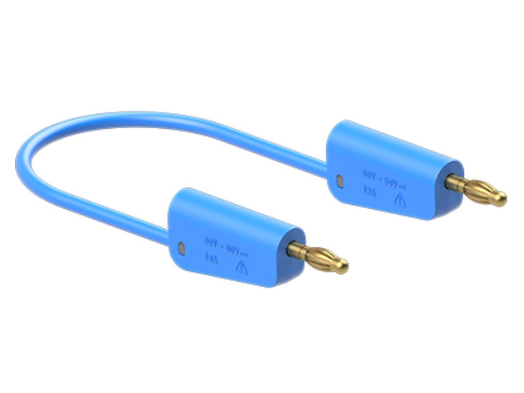 Silikon testledning 2,5 mm 25 cm BLÅ LK-4A-S25 32A 30V AC/60V DC gullbelagt kontakt