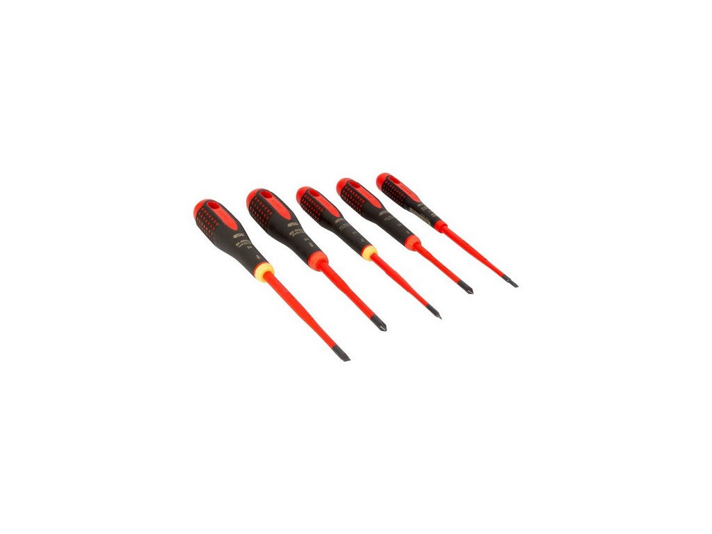 Slim VDE insulated screwdriver set slotted and Pozidriv 5 pieces