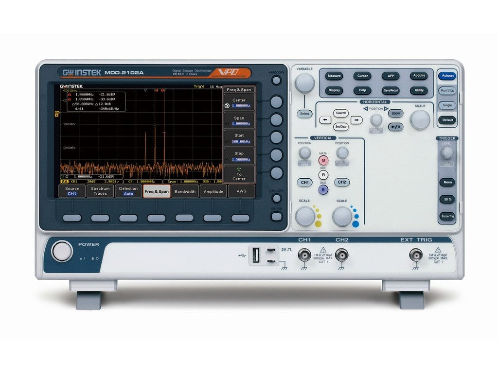 GW Digital storage oscilloscope 100MHz w/Spectrum analyzer 2CH. 20M memory, 2GS/s