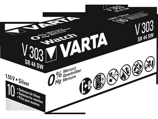 Varta batteri V303 sølvoxid 1,55V; 170mAh; Ø11,6x5,4mm SR44