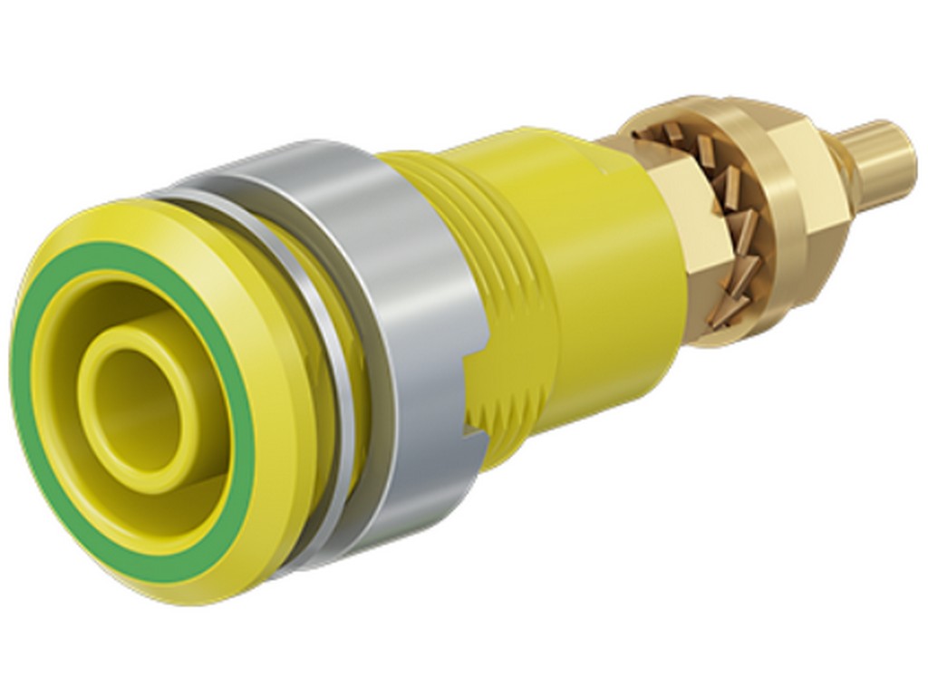 Socket SLB4-G gold-plated yellow/green CAT III 1000V/CAT IV 600V 32A