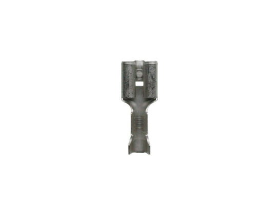 Female flat connector w/locking pin uninsulated 6.3x0.8 tinned 0.5-1.5mm DIN46340