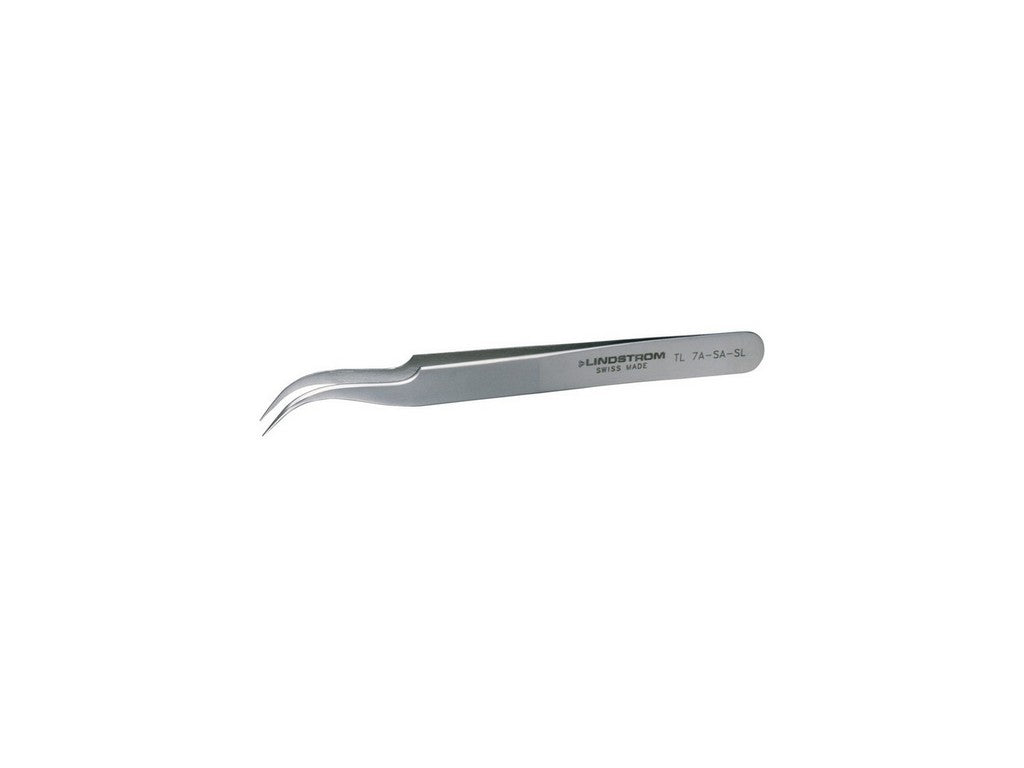 Lindström tweezers antimagnetic stainless steel high precision with fine and bent tips 115mm