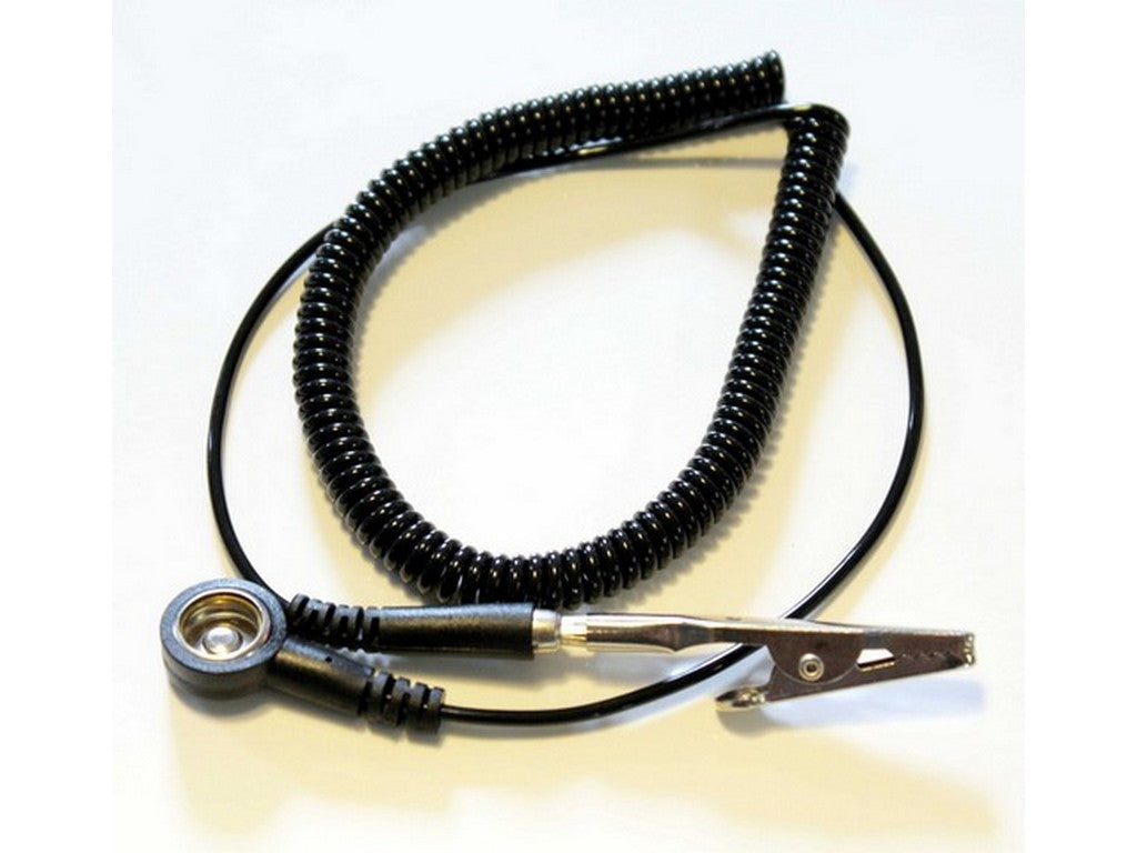 Spiral ledn 2.4m 10mm female snap 1 x 4mm banana w/crocodile beak black