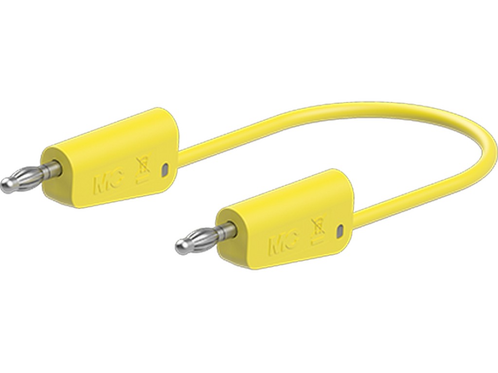 Silikon testledning 2,5 mm 50 cm GUL LK-4N-S25 32A 30V AC/60V DC nikkelbelagt plugg