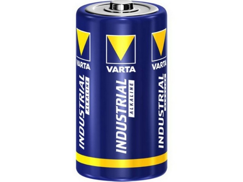 Varta Industrial D 1,5V Alkaline batteri, blåt og gult, detaljeret billede