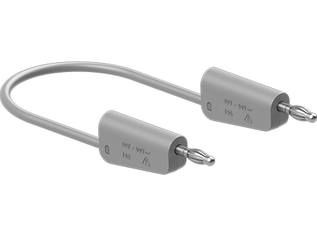 Silikon testledning 2,5 mm 50 cm GRÅ LK-4N-S25 32A 30V AC/60V DC nikkelbelagt plugg