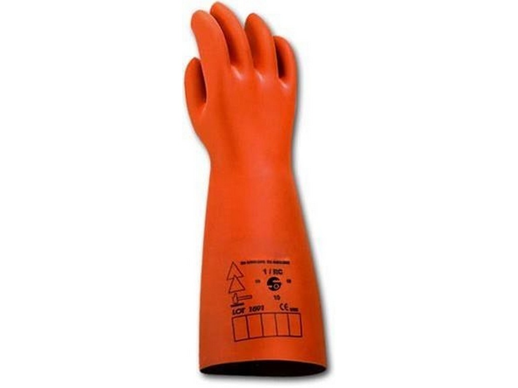 Orange L-AUS handske 1000V Str. 9 CL 0-41cm lang-2,1mm tyk LYSBUE SIKKER
