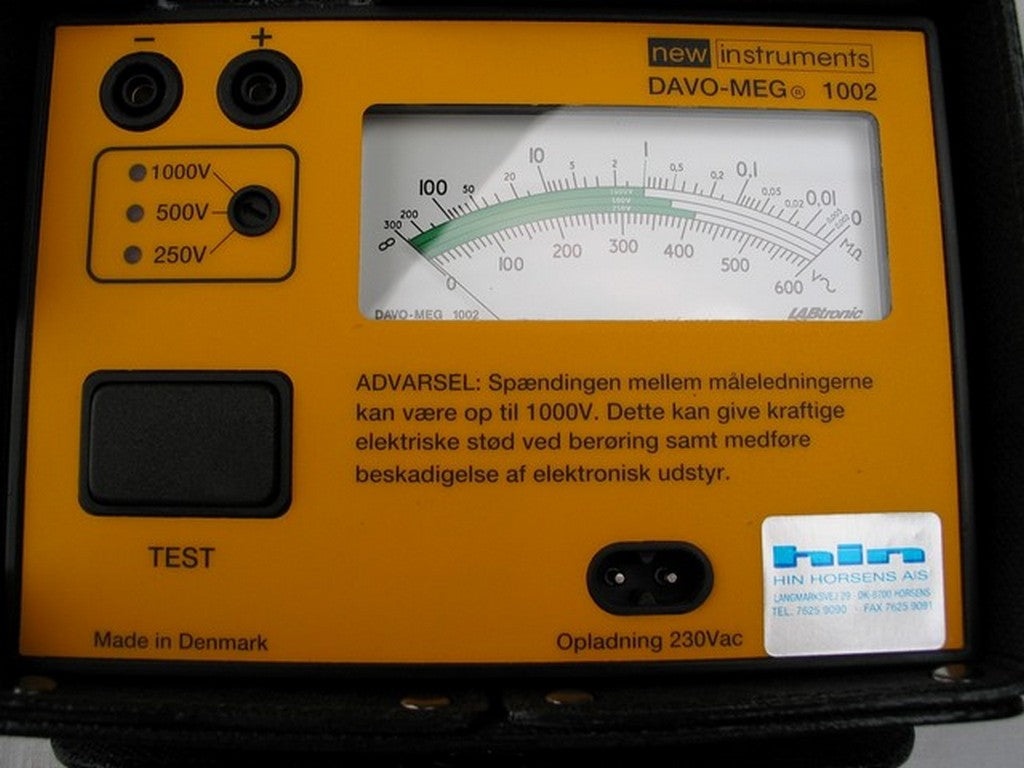 DAVO-MEG 1002 analog isolasjonstest 250-500-1000V 0-300 Mohm