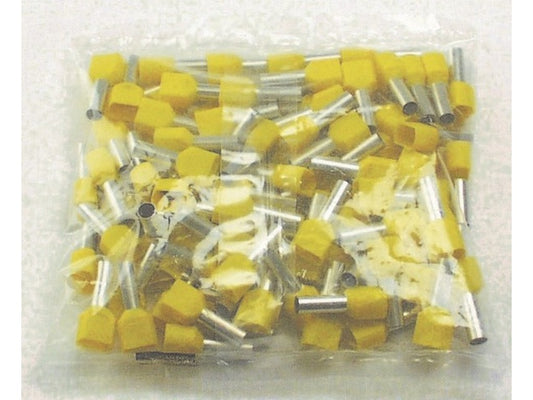 Terminalrør isolert. dobbel GUL 2x6mm-L14mm pose m/100 stk.