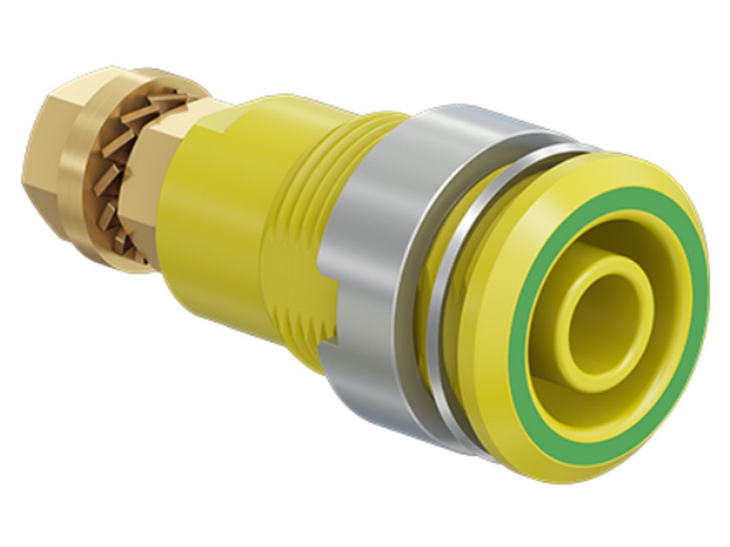 Socket SLB4-GK gold plated YELLOW/GREEN CATIII 1000V/CATIV 600V 32A