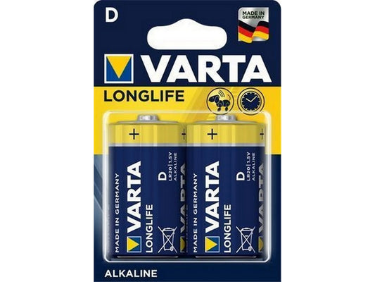 Varta batteri Longlife D, pakket på blister m/2 stk, pris/stk LR20 - Alkaline