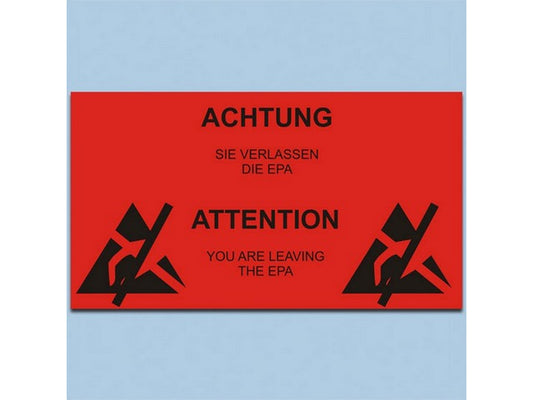 ESD Sign German/English 300 x 500 mm; hard plastic; red/black