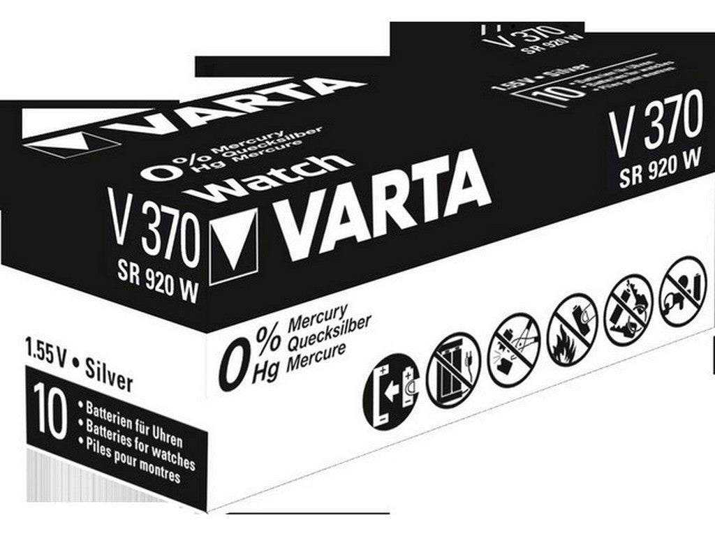 Varta batteri V370 sølvoksid 1,55V; 30mAh; Ø9,5x2,1mm SR69 High Drain