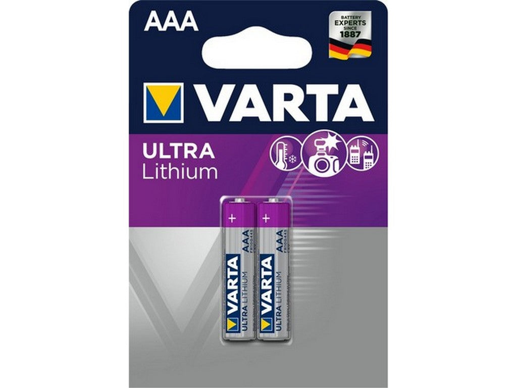Varta batteri litium AAA 1,5V; Ø10,5x44,5mm BL-2