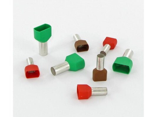 Terminalrør isolert. dobbel gul 2x1mm-L10mm pose m/500stk.