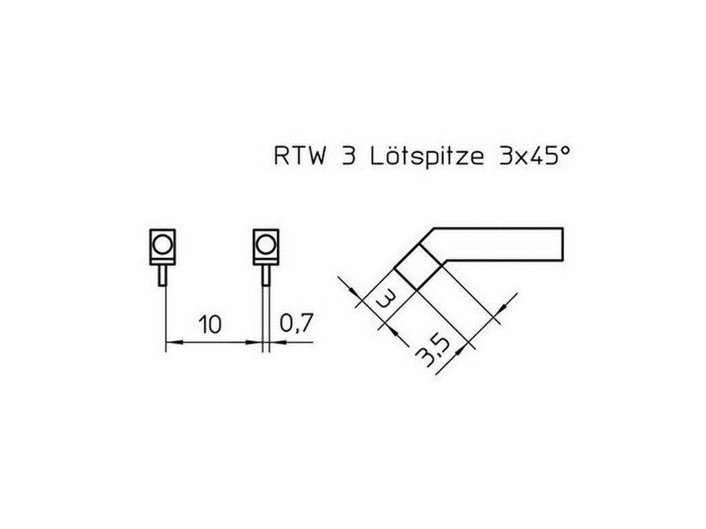 Loddespidssæt RTW-3 for WMRT 3x0,7mm 45°