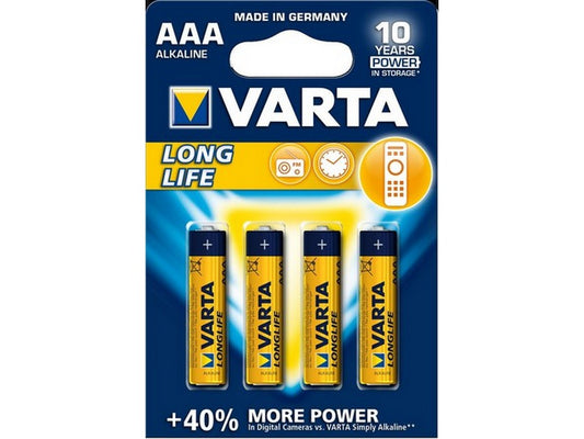 Varta batteri Longlife AAA 1,5V; Ø10,5x44,5mm pris/stk LR03 - Alkalisk