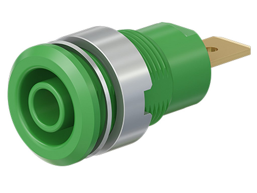 Socket SLB4-F6.3 gold-plated green CAT III 1000V 32A