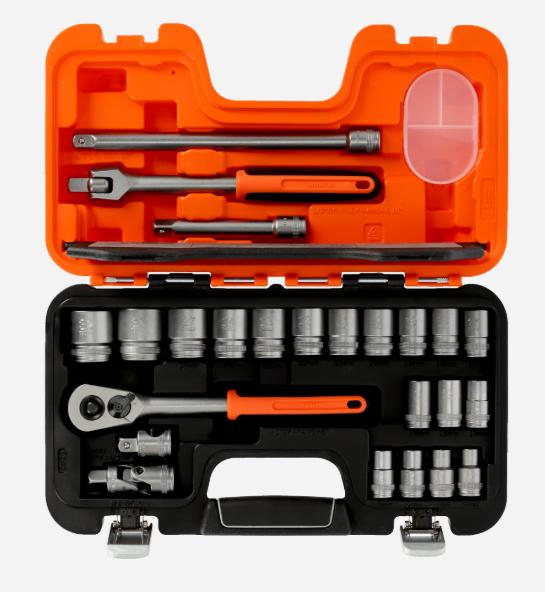 Socket wrench set w/24 pieces 10-32mm 1/2 Dynamic Drive sockets