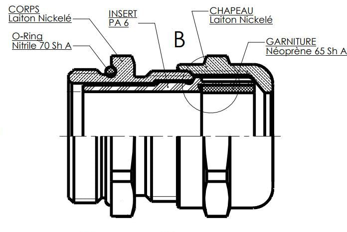 Kabelgjennomføring messing M12; Ø2,5-6,5mm; IP68