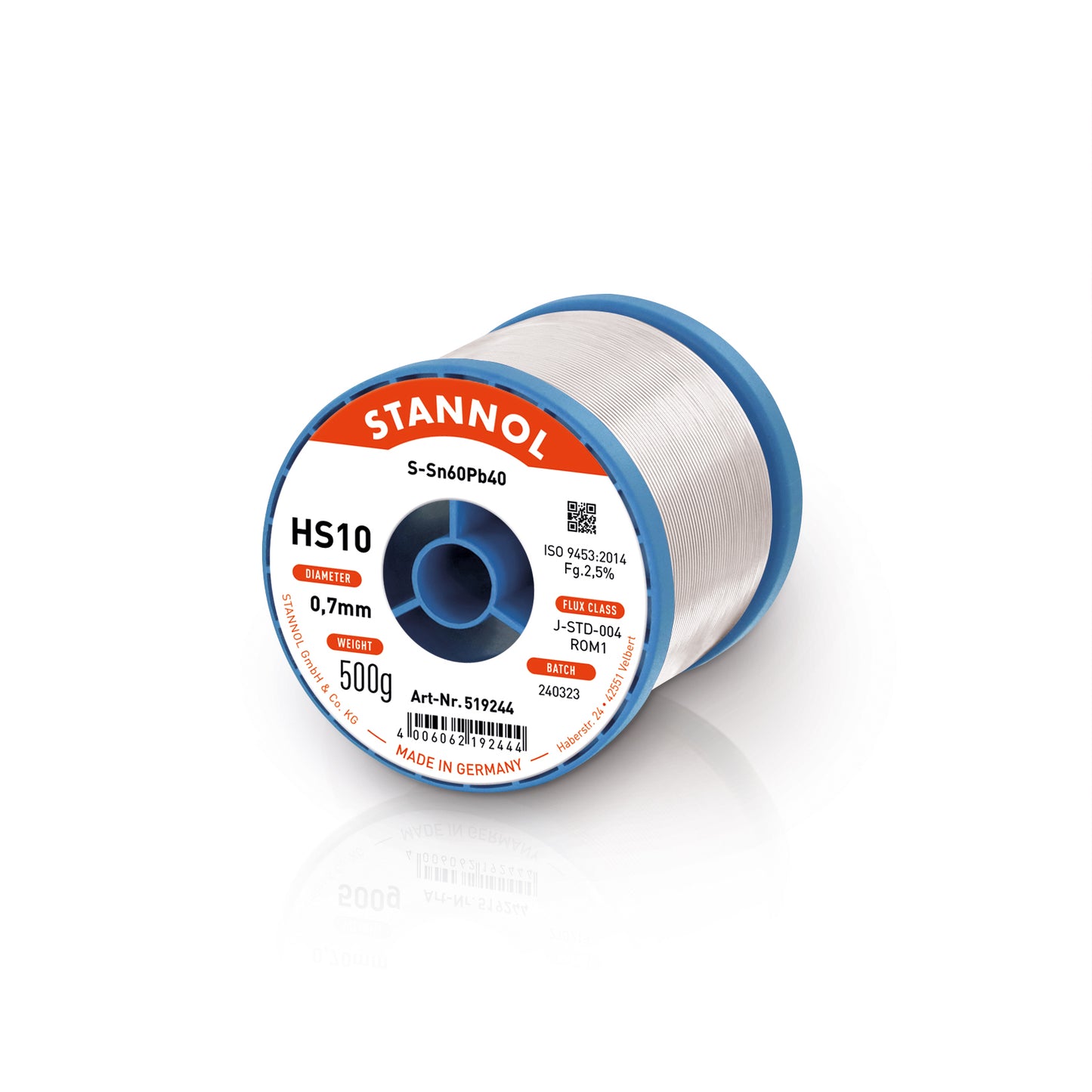 Tin coil 0.7mm HS10 Sn60Pb40, 2.5% 500g