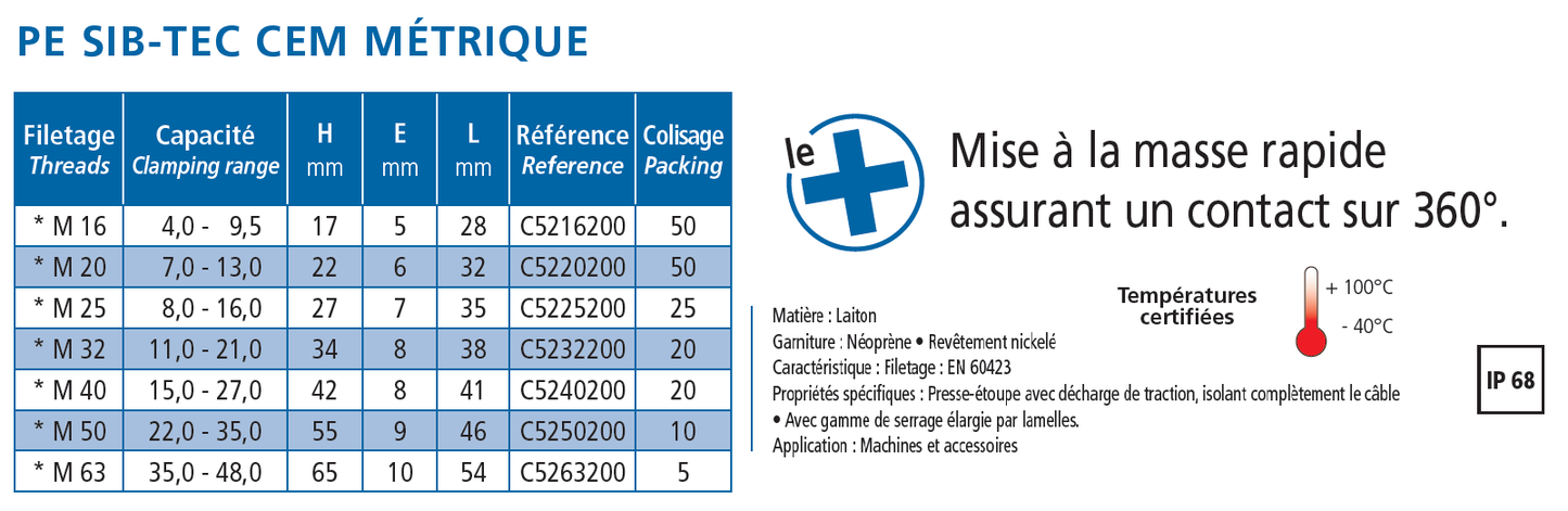 Cable gland brass EMC M25; Ø8-16mm w/lamella; IP68