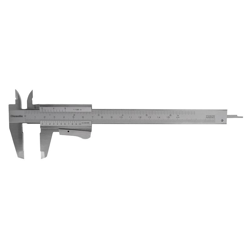 Kaliper DIN 862 stål 0-150mm; klemmelås og målestang