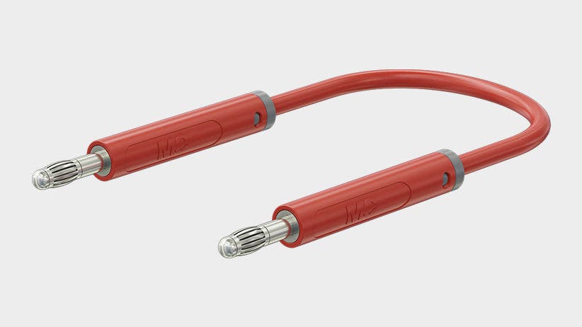 Testledning i PVC 1,0mm 50cm SVART AK-4A-F10 19A 30V AC/60V DC gullbelagt plugg