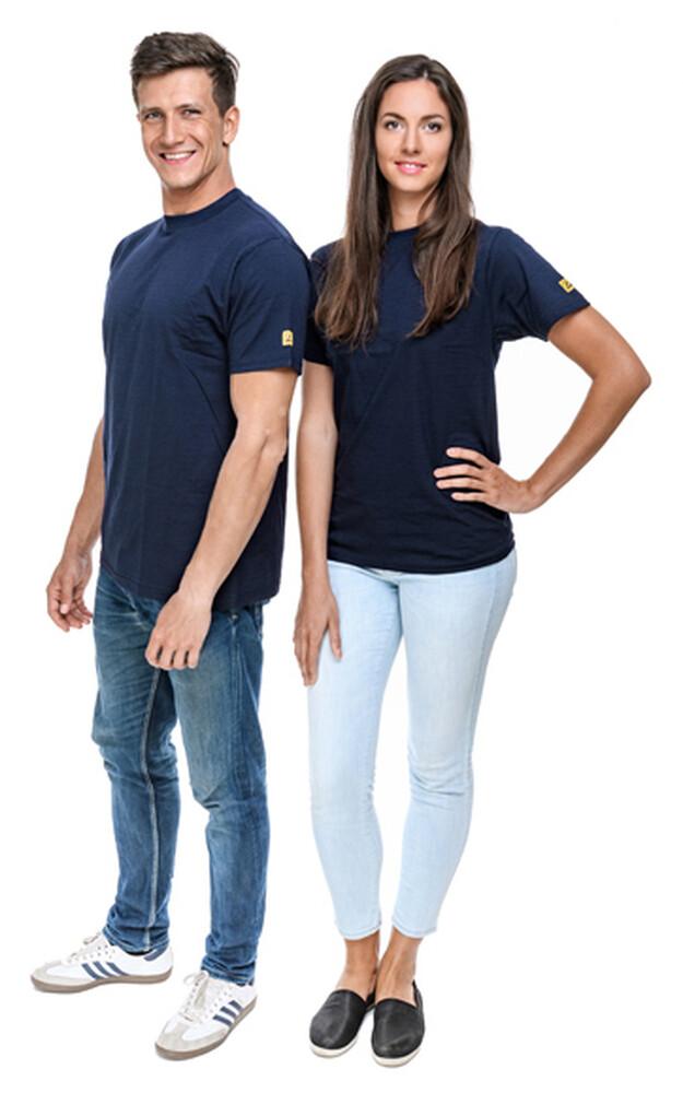 ESD T-shirt marineblå med rund hals, 150g/m²