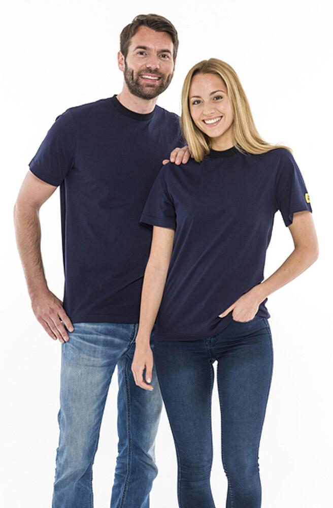 ESD T-shirt rundhalset marineblå/sort, 150g/m²