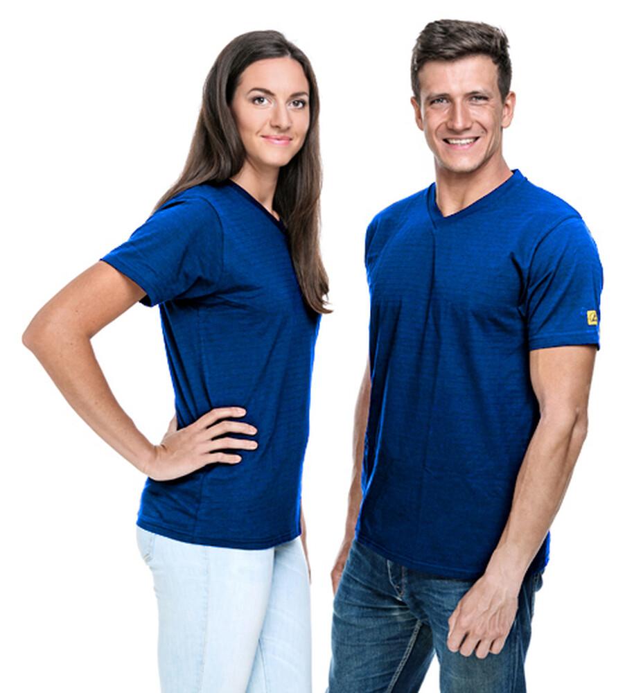 ESD T-shirt V-hals kongeblå, 150g/m²