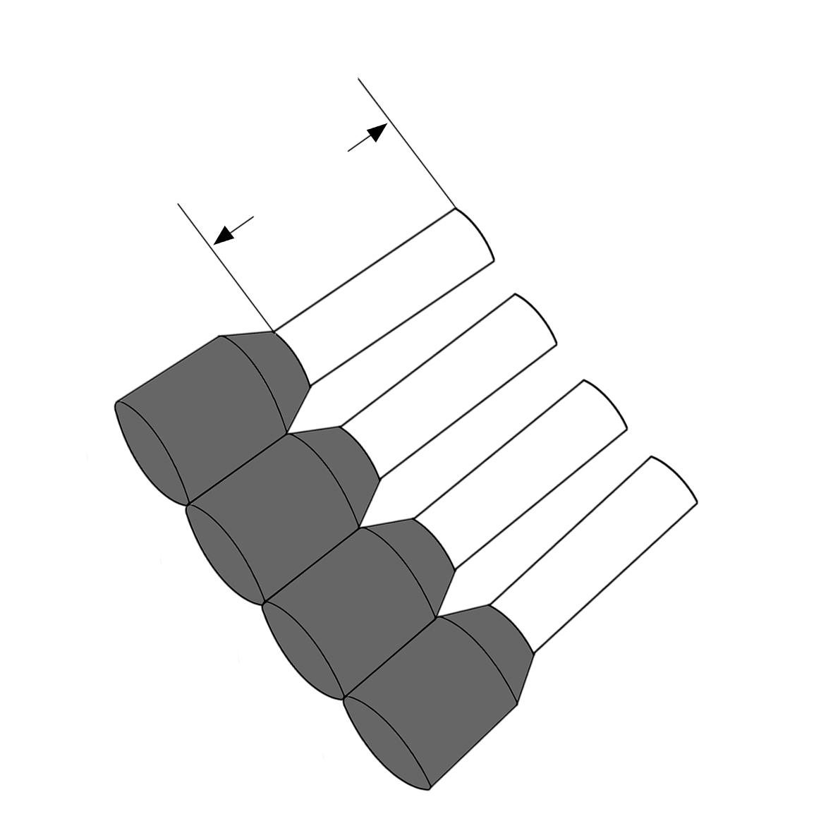 Terminalrør ISO, grå 0,75mm²  1000 styk