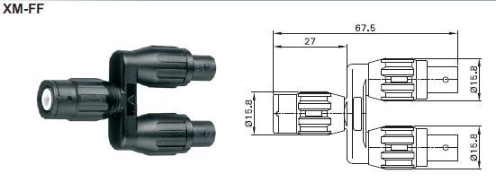 BNC fordeler XM-FF sort 600V CAT II / 300V CAT II - 1A