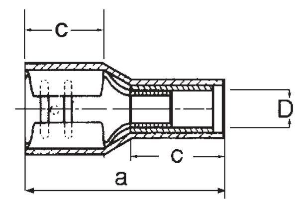 Fladstik fuldisoleret hun rød 0,5-1,5mm²-4,8x0,5mm