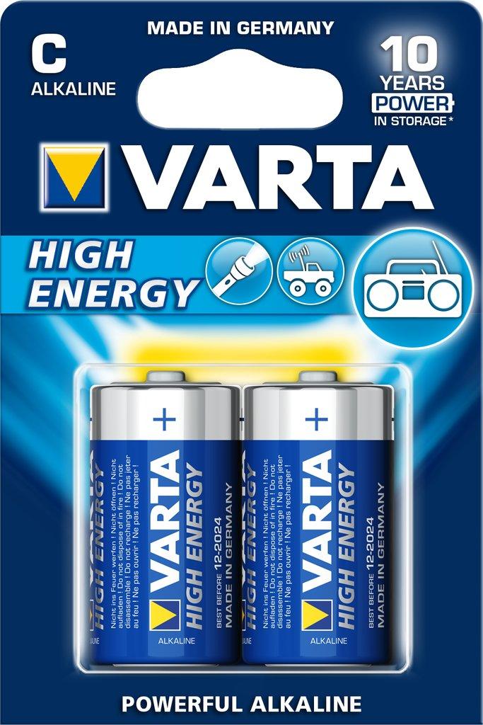 Varta batteri High Energy C 1,5V; Ø26,2x50mm; BL-2 LR14 - Alkaline